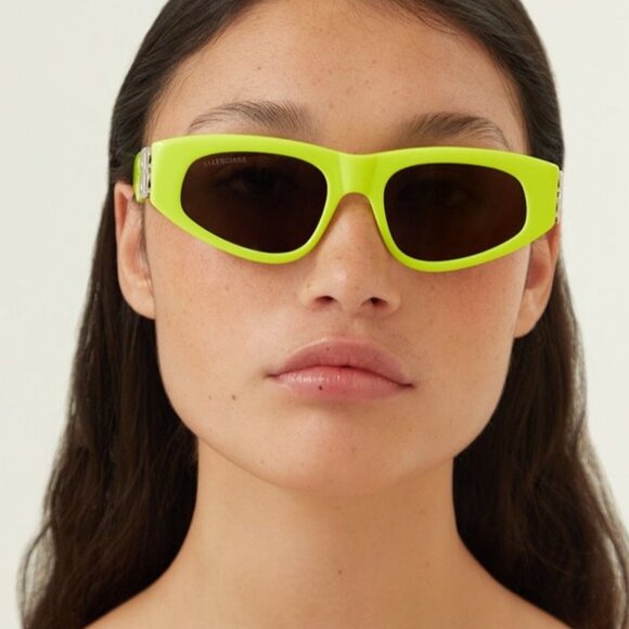 NEW BALENCIAGA YELLOW CAT-EYE BB SUNGLASSES BB0095S 007 - Picture 1 of 6